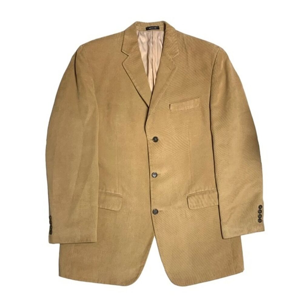 Calvin Klein Jacket 40L Tan Taupe Brown Delicate Corduroy Blazer Sport Coat Fall